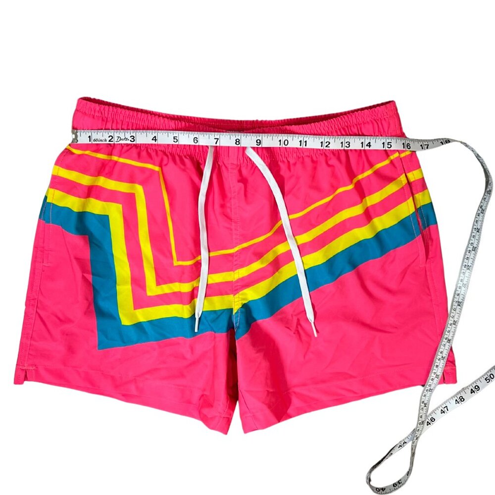 🌴 Maamgic Men’s Retro Swim Trunks – Size M – Neon Pink with Stripes - Picture 5 of 8